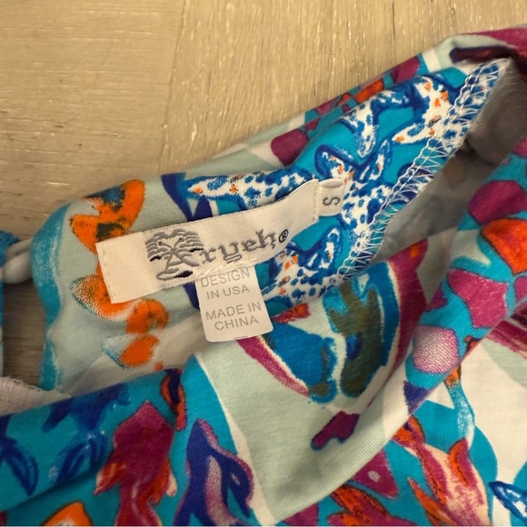 Aryeh Colorful Abstract Midi Dress Vacation Cruise - Picture 4 of 8